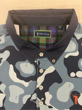 William Murray Golf Men’s 2XL Tito’s Vodka Blue Gray Camo Performance Golf Shirt